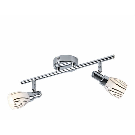 Plafonnier, 2 flammes, spot de plafond, pivotant, luminaire de salon, plafonnier, 2 spots, métal chromé, 2x G9, LxlxH 36,5x8,5x16 cm, Globo 56707-2
