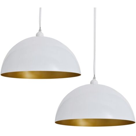 Plafonnier 2 pcs Hauteur réglable Semi-sphérique Blanc