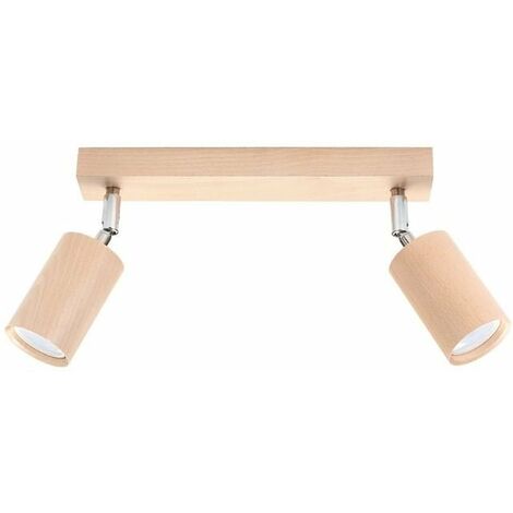 Plafonnier 2 Spots Orientables Bois pour Ampoule GU10 - SILUMEN