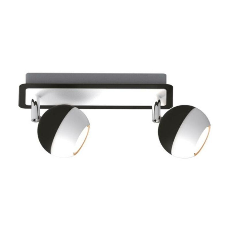 Plafonnier 2 Spots Orientables Noir et Blanc Carré en Saillie po