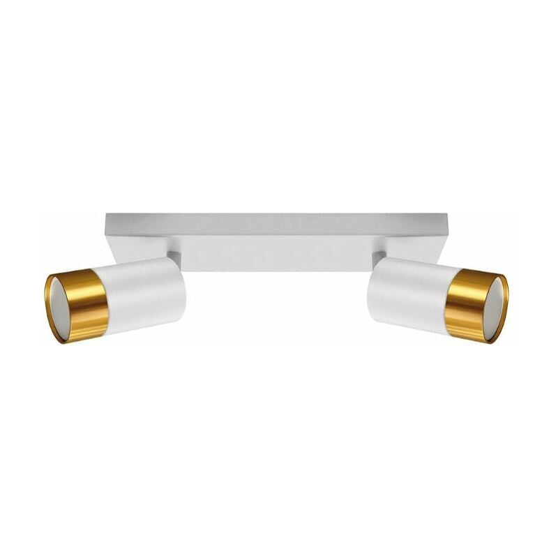Silumen - Plafonnier 2 Spots Orientables or pour Ampoule GU10 - Blanc
