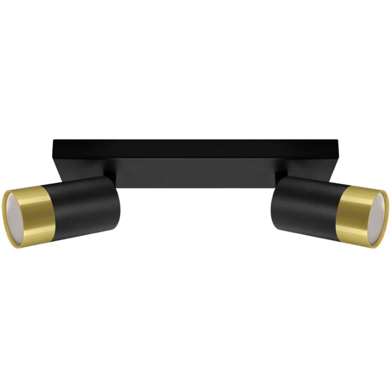 Struhm - Plafonnier 2 Spots Orientables noir et or pour Ampoule GU10 - si