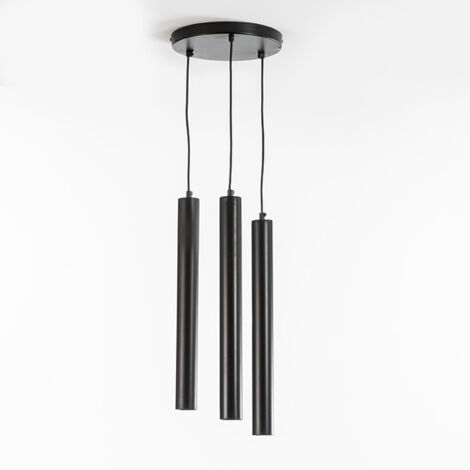 Plafonnier 26x5x50/135 (3 Tubes) Métal Noir