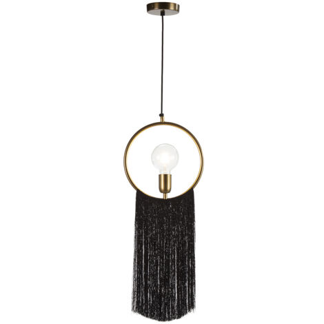 Plafonnier 27x4x30 Métal doré/Tissu noir