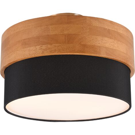 Plafonnier 2xe14 max 40w tissu noir bois naturel - trio - seasons