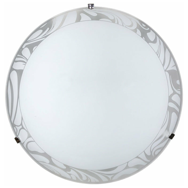 Plafonnier 1xE27 avec Crochets en Chrome et Verre Blanc