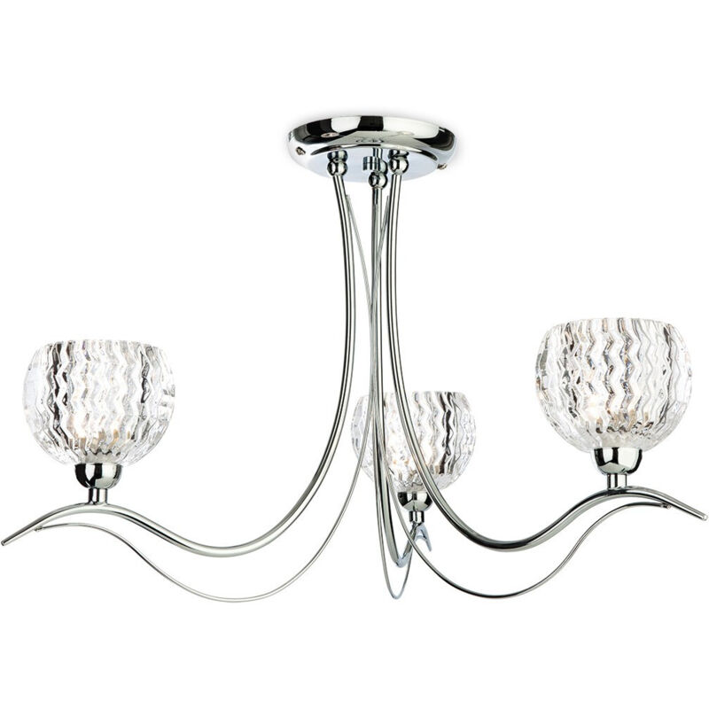FIRSTLIGHT PRODUCTS  - Plafonnier 3 ampoules Blanche, chrome et verre