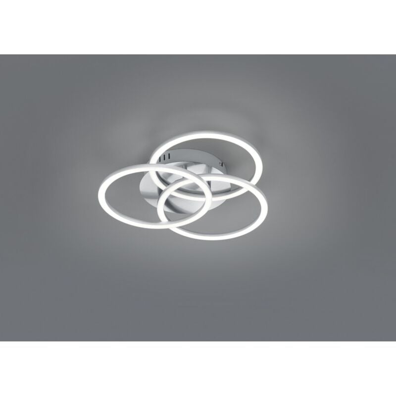 Iperbriko - Plafonnier 3 Anneaux Réglables Led Gradateur Cercle Nickel Trio Lighting