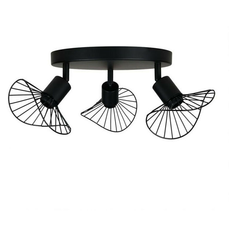 Ostaria - Plafonnier 3 spots Capeline en métal noir