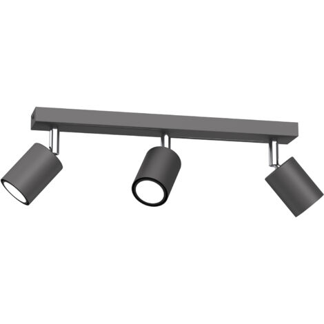 Plafonnier 3 spots gris/chrome GU10 8W Striper Luminex
