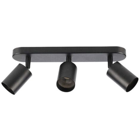 Plafonnier 3 Spots Orientables Alu Noir pour Ampoule GU10 - SILUMEN
