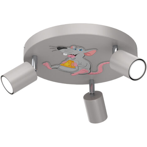 Plafonnier 3 spots orientables gris GU10 Luminex Fun