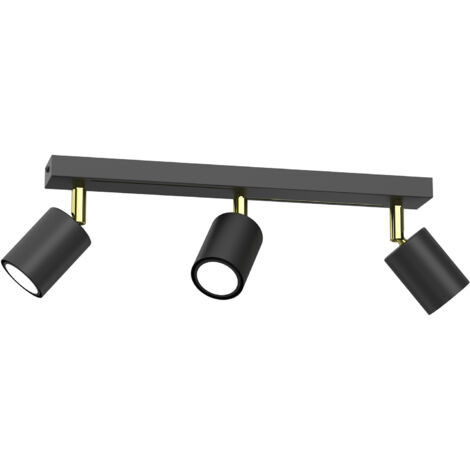 Plafonnier 3 spots orientables GU10 noir/or Luminex