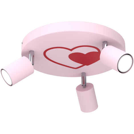 Plafonnier 3 spots orientables rose cœurs GU10 Luminex