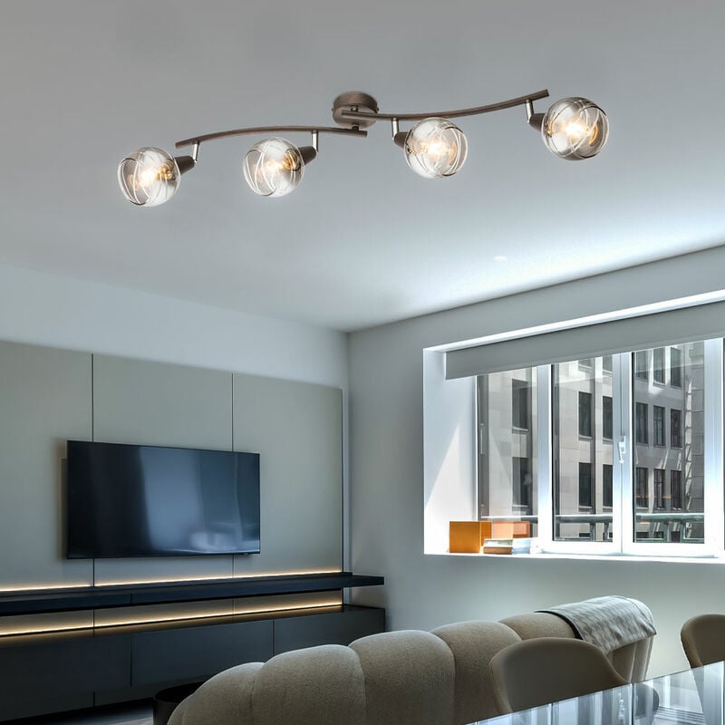 Plafonnier 4 flammes Plafonnier Spot Salon Spots couloir mobiles, métal bronze, 4x E14 led, LxlxH 70x31,5x21,1 cm