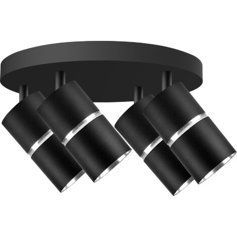 Plafonnier 4 spots GU10 orientable noir Polux Bamboo