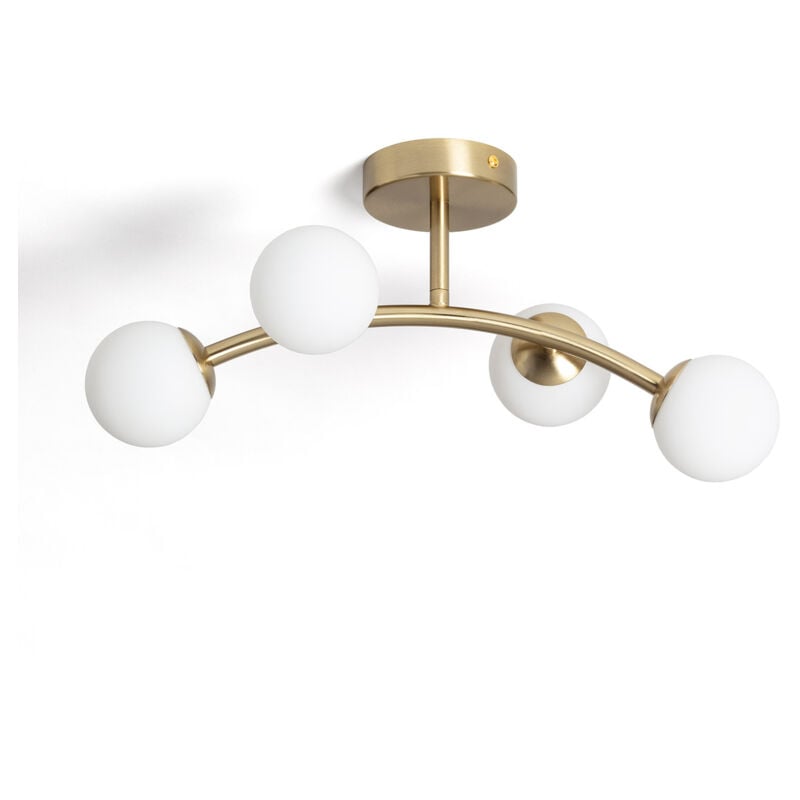 Ledkia - Plafonnier 4 Spots Métal et Verre Moonlight Brass Ovo Doré