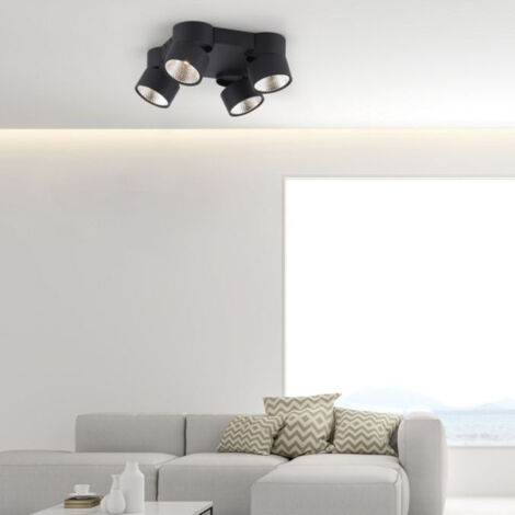 Plafonnier 4 Spots Nola Noir Led Puissant Et Dimmable