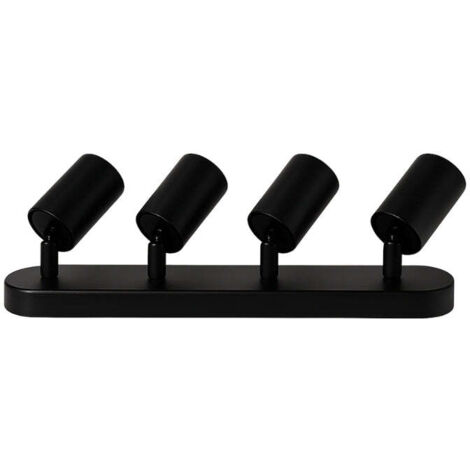 Plafonnier 4 Spots Orientables Alu Noir pour Ampoule GU10 - SILUMEN