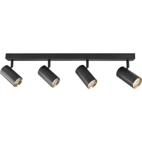 Plafonnier 4 spots orientables noir/or GU10 Nicea Polux