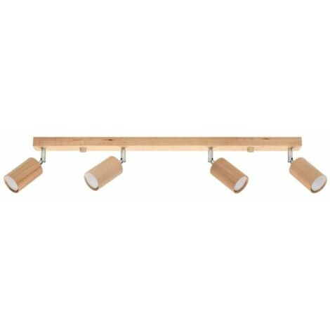 Plafonnier 4 Spots Orientables pour Ampoule GU10 - Bois - SILUMEN