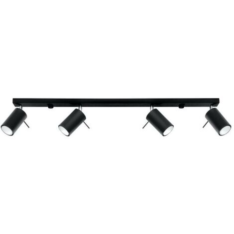 Plafonnier 4 Spots Orientables pour Ampoule GU10 - Noir - SILUMEN