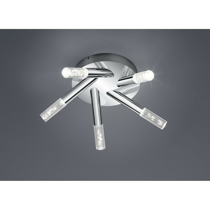 Plafonnier Salle De Bain Chromé 5 Cylindres Led Bolsa IP44 Trio Lighting