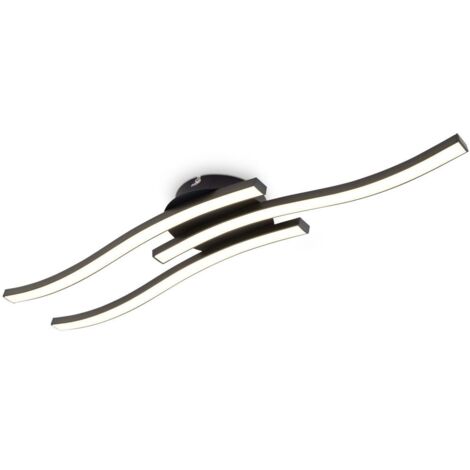 B.K.Licht – Plafonnier LED moderne en forme de vague – 3 modules 6W – 1440 Lumen – lumière blanche chaude 3000K – finition noire – longueur 565mm - 3x480Lm