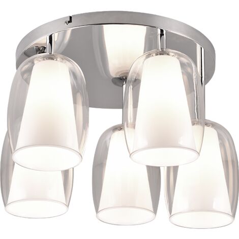 Plafonnier 5xE14, chrome et verre transparent – Trio Select - Barret