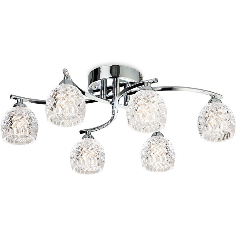 FIRSTLIGHT PRODUCTS Plafonnier 6 ampoules Maple, chrome et verre