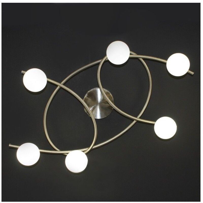 Cristalrecord - Plafonnier 6 lumières lotto nickel satiné cr 001-2195-6-053 Cristalrecord - Plafonnier 6 lumières lotto nickel satiné cr 001-2195-6-053