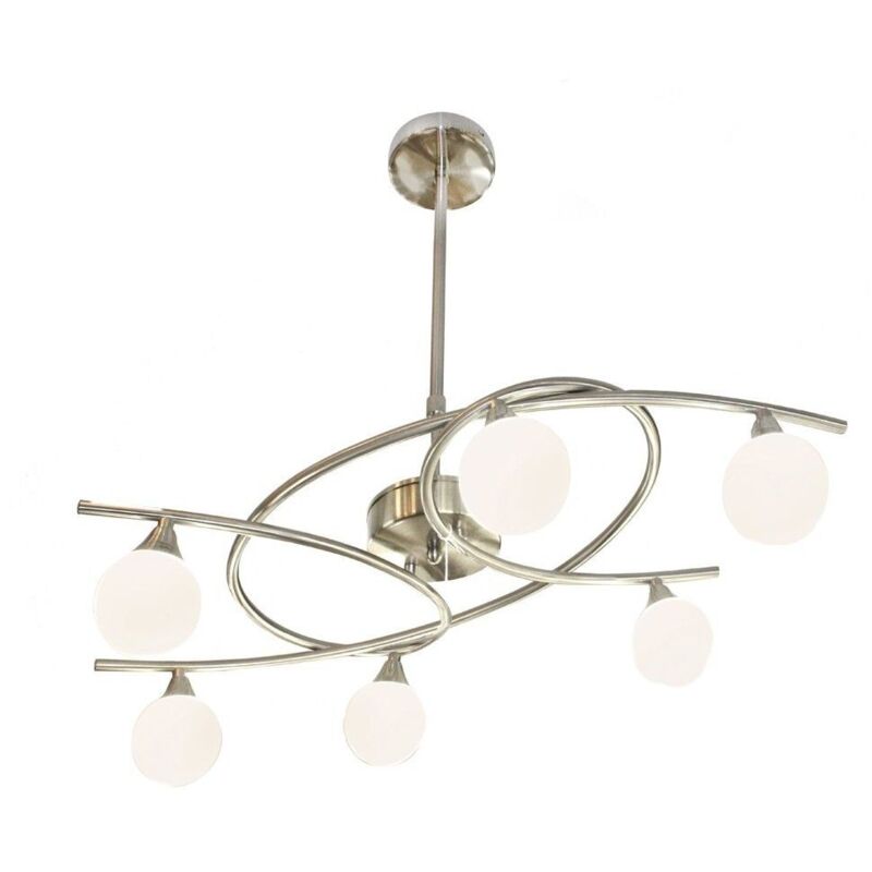Cristalrecord - Plafonnier 6 lumières lotto nickel satiné cr 046-2195-6-053 Cristalrecord - Plafonnier 6 lumières lotto nickel satiné cr 046-2195-6-053
