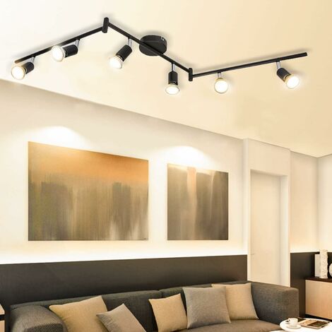 Kimjo Plafonnier LED 6 Spots Blanc Orientables - Spots de Plafond