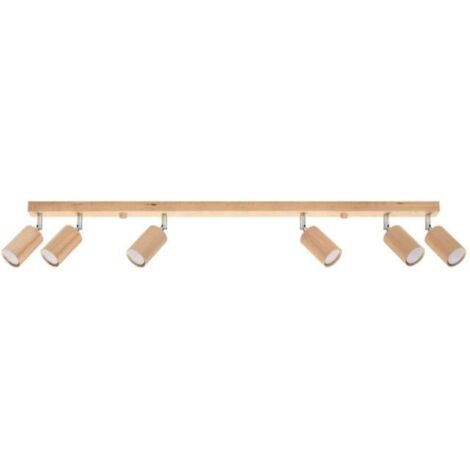 Plafonnier 6 Spots Orientables pour Ampoule GU10 - Bois - SILUMEN