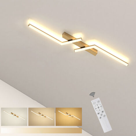Plafonnier 60cm, Plafonnier Dimmable avec Télécommande, Applique Moderne, Lustre Métal, 3 températures de couleur, Doré
