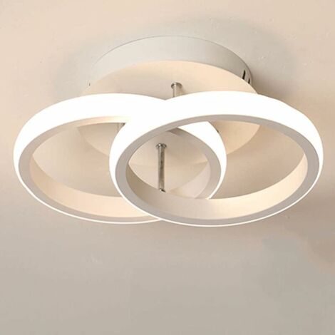 Plafonnier à 2 cercles LED pour chambre à coucher - Blanc chaud et confortable - 22 W