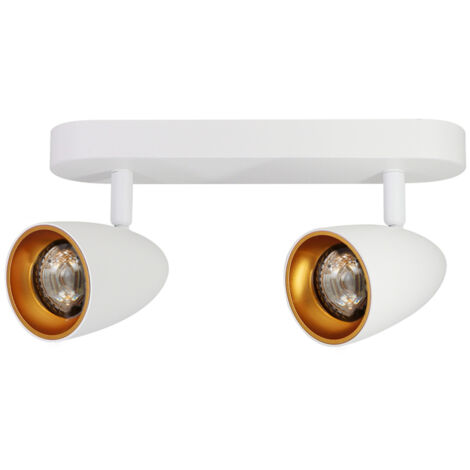 Plafonnier à 2 spots en saillie OVO 2 IP20 2xGU10 blanc anneau doré EDO777238 Edo Solutions