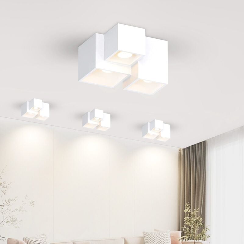 Plafonnier à 3 lampes Spot en saillie blanc Spot en saillie Gbly plat : GU10 spots en saillie carré petit plafonnier moderne max 25W pour couloir de