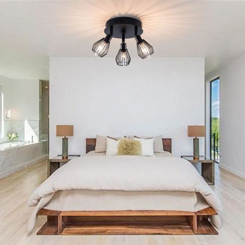 Plafonnier à 3 têtes abat-jour suspension Bandeau rotatif E14x3 (sans source lumineuse)