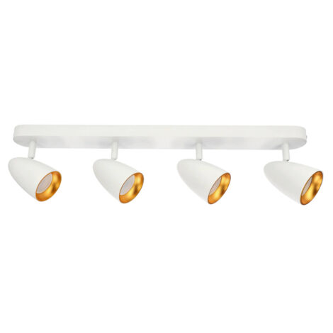 Plafonnier à 4 spots en saillie OVO 4 IP20 4xGU1 blanc anneau doré EDO777242 Edo Solutions