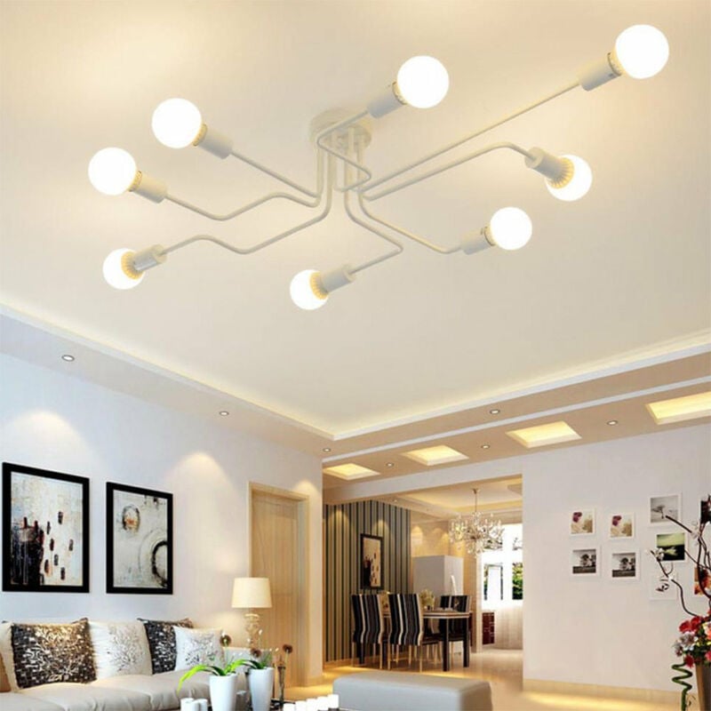 Axhup - E27 Vintage Rétro Plafonnier Bricolage Industriel 8 Tête Blanc