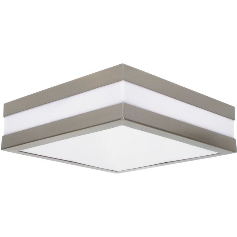 Eglo - Plafonnier à Culot 2 x E27 étanche IP44 carré Nickel satiné