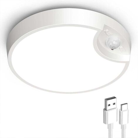 Plafonnier à détecteur de mouvement, rechargeable par USB, veilleuse à induction pour placards, douches, escaliers et couloirs.