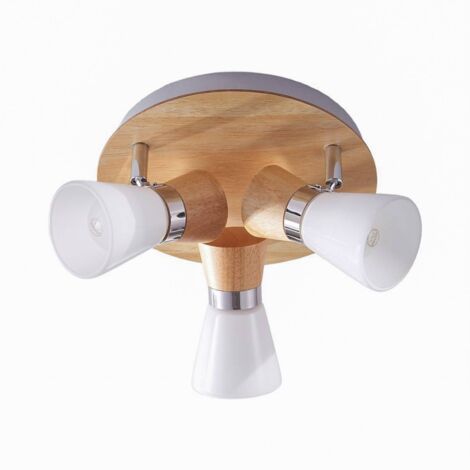 Plafonnier à intensité variable 'Vivica' en bois pour salon & salle à manger
