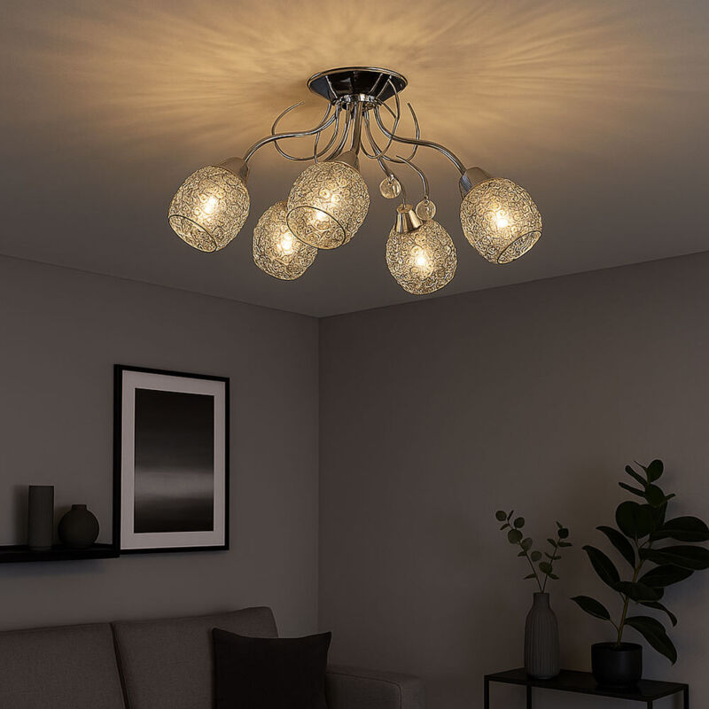 Led 20 watts plafonnier cristal plafonnier éclairage chrome tressée lumière chrome