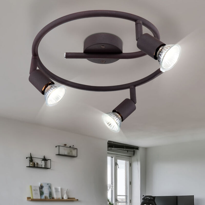 Globo Lighting - Plafonnier, luminaire de salon, lampe de salle à manger, spot, spot de plafond, métal marron rouille, spots 3 lampes, orientable