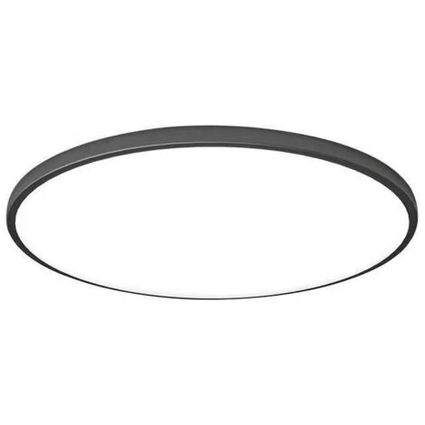 Plafonnier à spot Plafonnier LED 30W Dimmable, Plafonnier Panneau Rond, Ø28cm, Trois Epreuves-Bord Noir