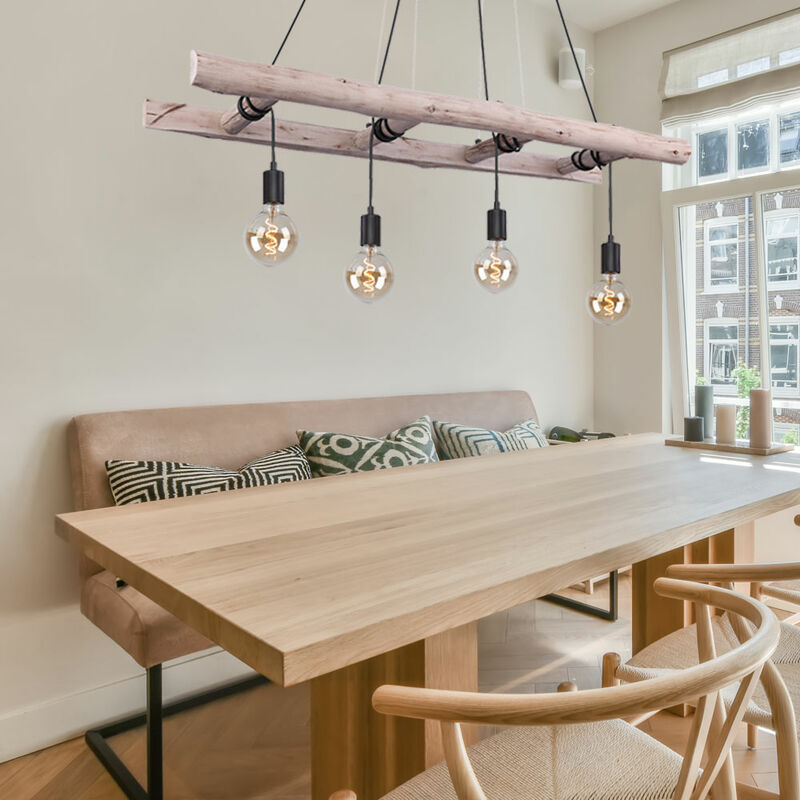 Etc-shop - Lampe à suspendre Vintage Lampe de salle à manger Lampe à suspendre en bois 4 flammes