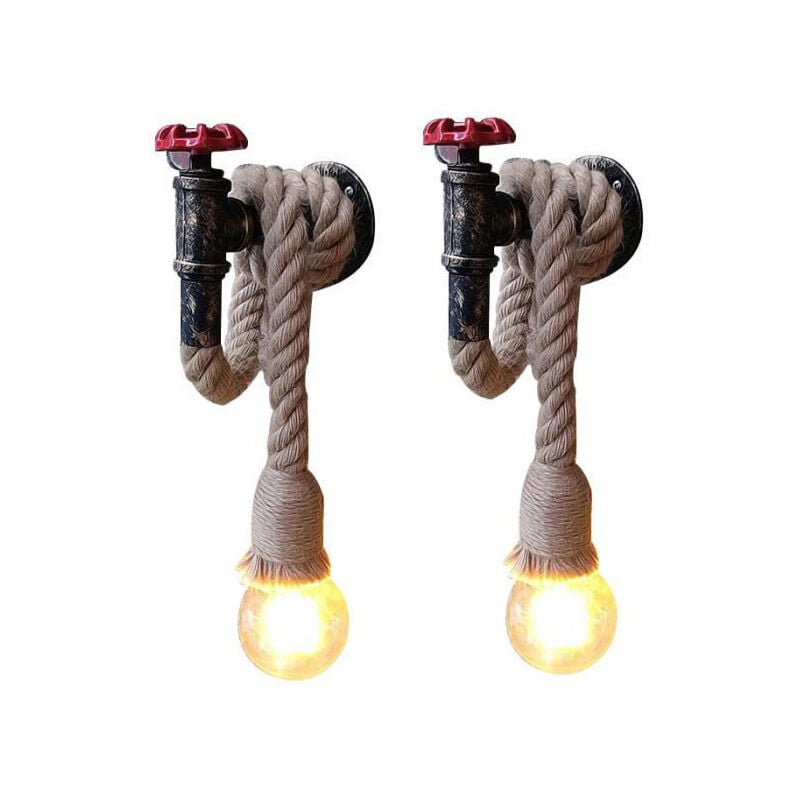Applique Murale Industriel Rétro Lamp Murale Conduite d'eau Suspension Luminaire Rouille E27 pour Salon Loft Bar - 2Pcs