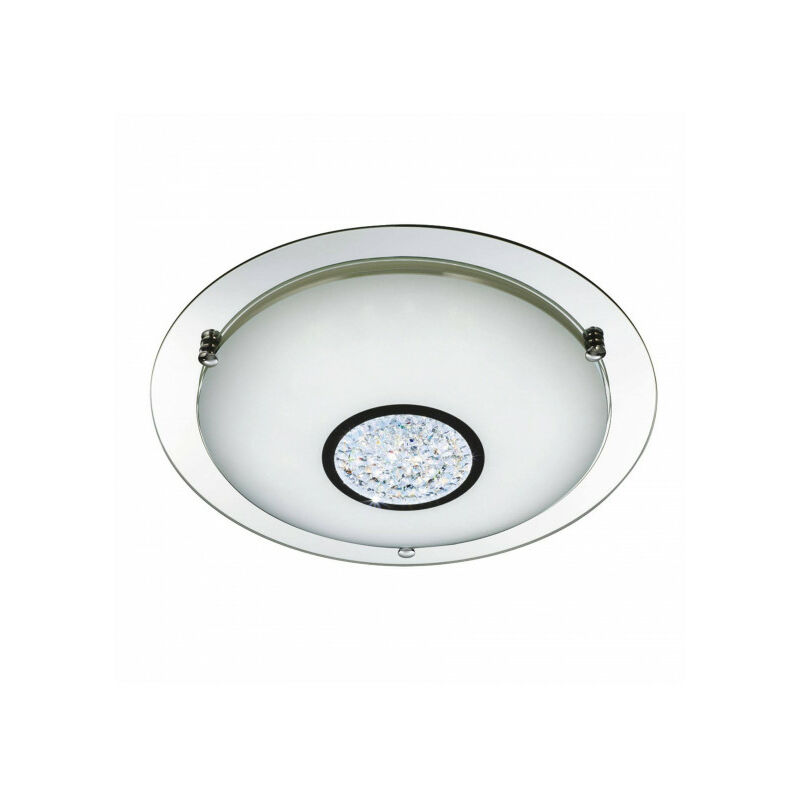 Plafonnier salle de bain ip44 led 31cm chrome miroir halo - Blanc